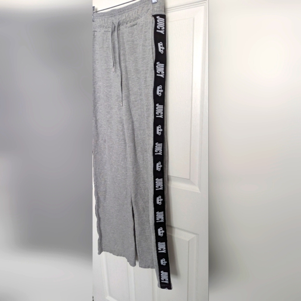 Juicy Couture Women's (Size Small) Light Gray Track Pants with Black Logo Trim